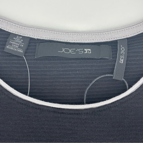 Joe's Jeans NWT Black and Grey Horizontal Ribbed Cotton Short Sleeve Tee, Small - Picture 10 of 16
